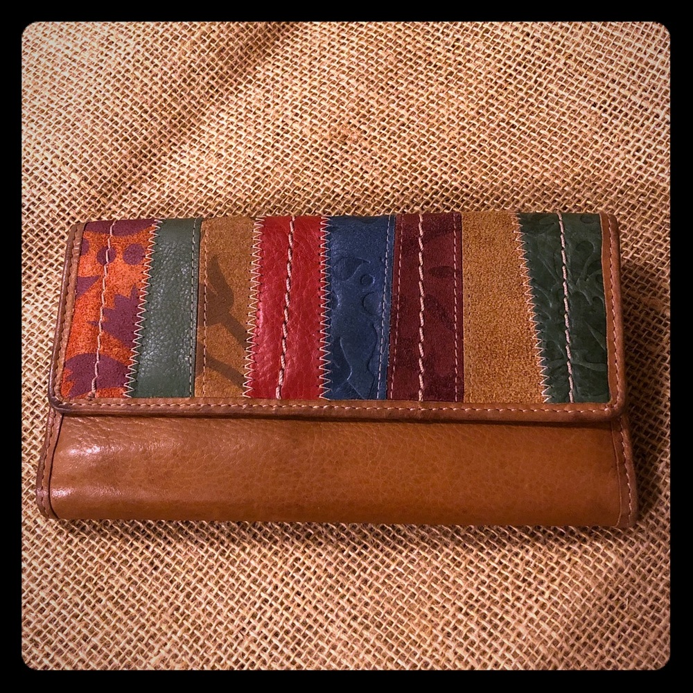 Fossil colorful patchwork leather wallet